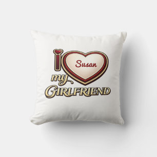 Coussin J'aime ma petite amie sur mesure