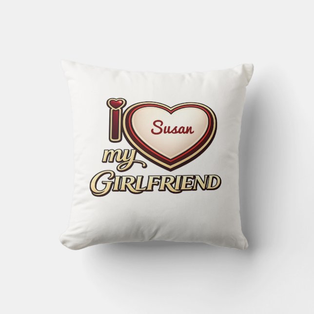 Coussin J'aime ma petite amie sur mesure (Recto)