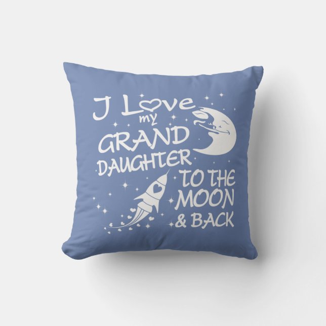Coussin J'aime ma petite-fille à la lune et au dos (Recto)
