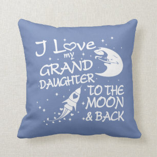 Coussin J'aime ma petite-fille à la lune et au dos
