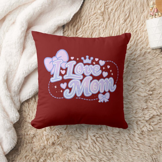 Coussin J'aime Maman – Conception Pastel Kawaii (Couverture)
