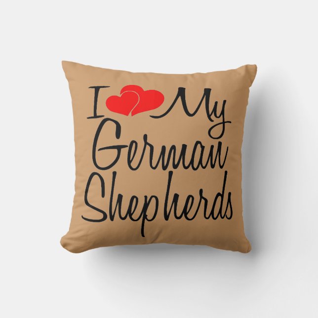 Coussin J'Aime Mes Bergers Allemands (Recto)