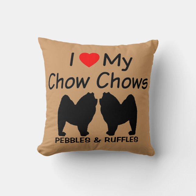 Coussin J'Aime Mes Deux Chiens Chow (Recto)