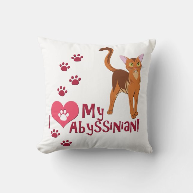 Coussin J'Aime Mon Abyssinais ! (Recto)