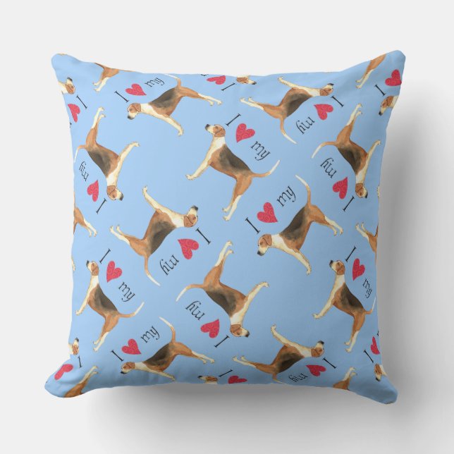 Coussin J'aime mon American Foxhound (Recto)