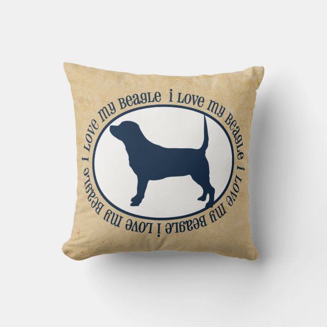 Coussin J'aime mon Beagle (Recto)