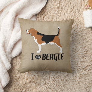 Coussin J'aime mon Beagle Rustique