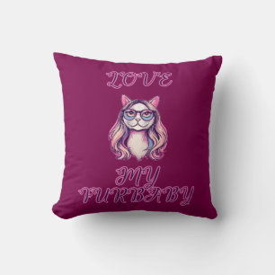 Coussin J'aime mon bébé à fourrure Design de parent de ani
