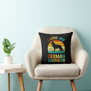 Coussin J'aime mon berger allemand Chien bleu Brown couche