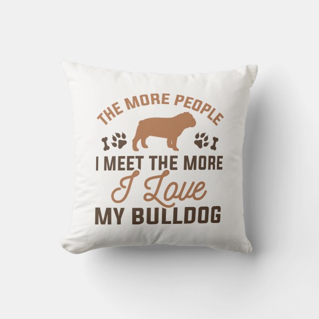 Coussin J'Aime Mon Bulldog (Recto)