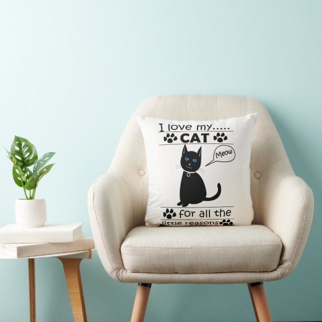 Coussin J'aime mon chat animal minou (Chaise)