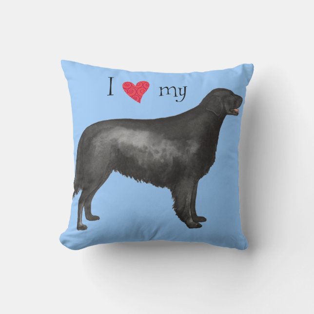 Coussin J'aime mon chien d'arrêt Plat-Enduit (Recto)