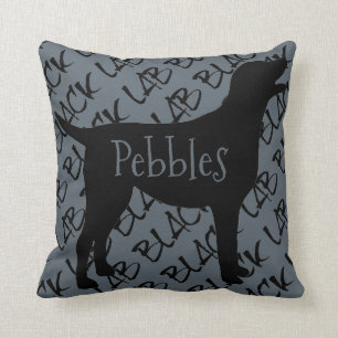 Coussin J'aime mon chien de laboratoire noir