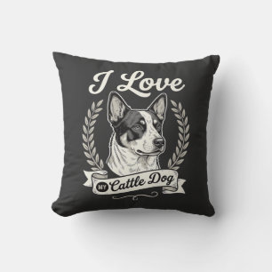 Coussin J'aime mon chien de troupeau vintage amateur de ch