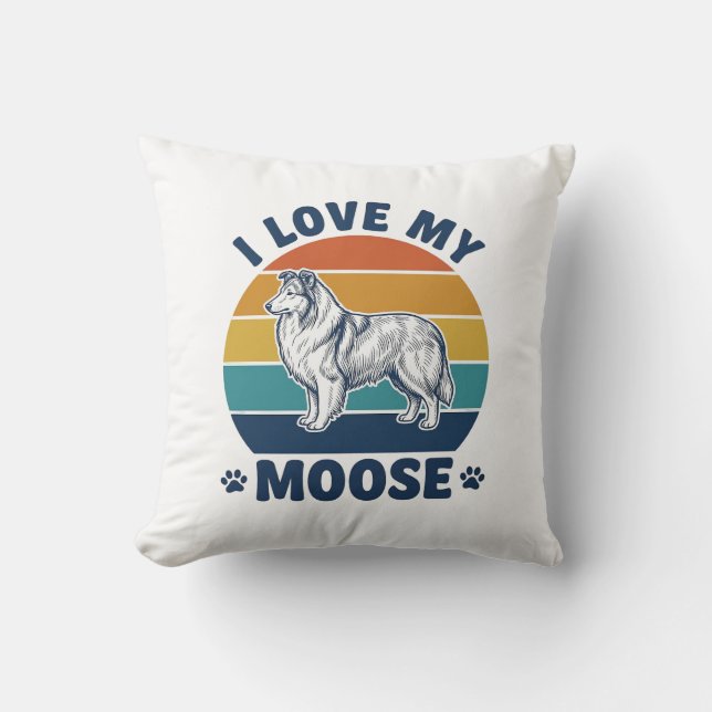 Coussin J'aime mon chien d'orignal dessin de gravure rétro (Recto)