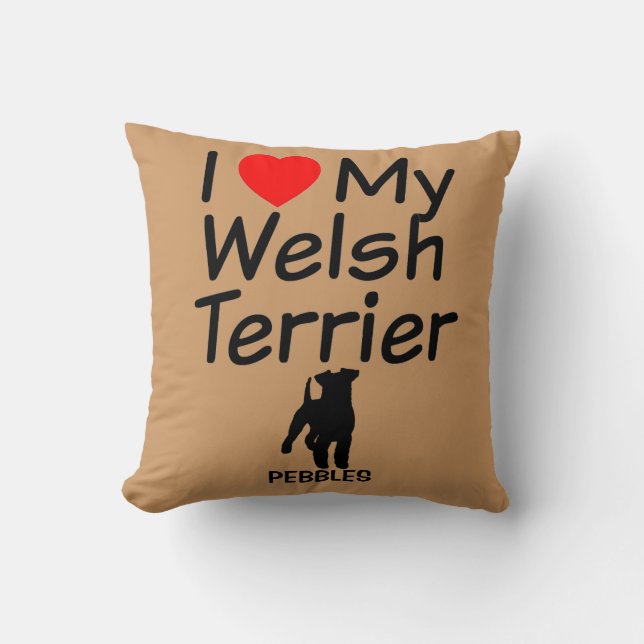 Coussin J'Aime Mon Chien Gallois Terrier (Recto)