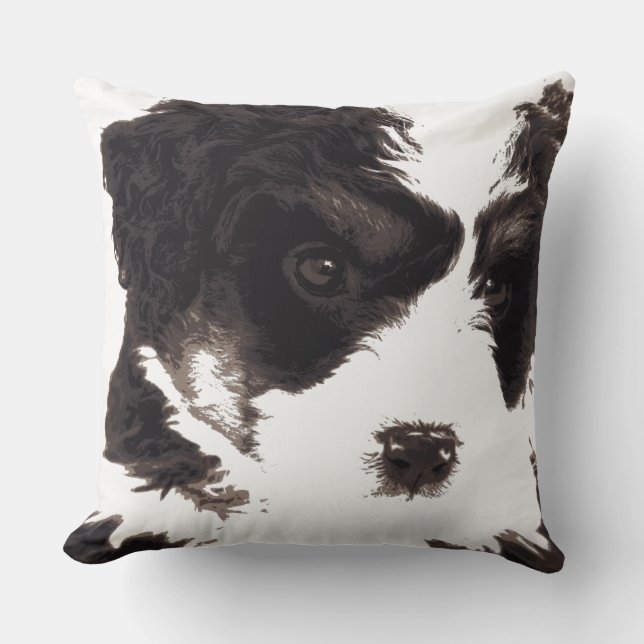 Coussin J'aime mon chien maltais chiot noir et blanc (Recto)