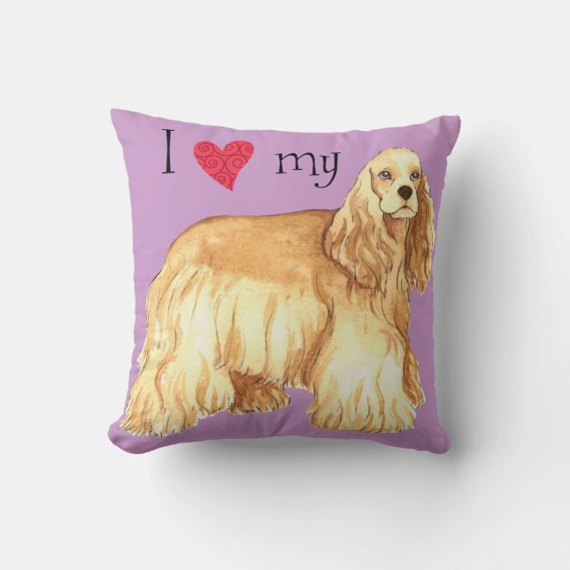 Coussin J'aime mon Cocker Spaniel (Recto)