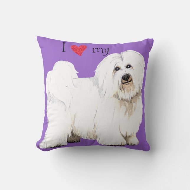 Coussin J'aime mon coton de Tulear (Recto)