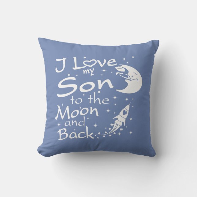 Coussin J'aime mon fils à la lune et au dos (Recto)
