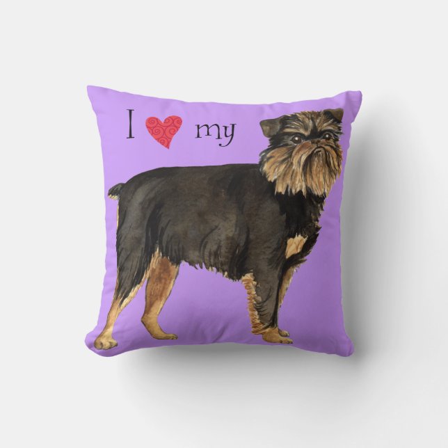 Coussin J'aime mon Griffon de Bruxelles (Recto)