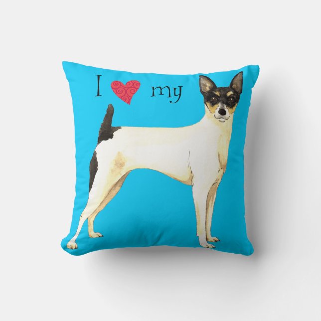 Coussin J'aime mon jouet Fox Terrier (Recto)