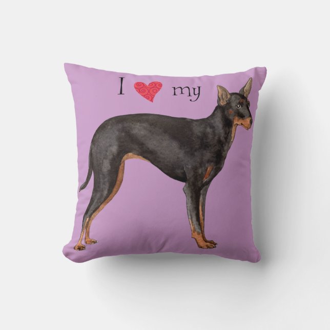 Coussin J'aime mon jouet Manchester Terrier (Recto)