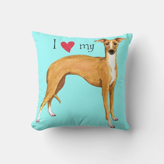 Coussin J'aime mon lévrier italien (Recto)