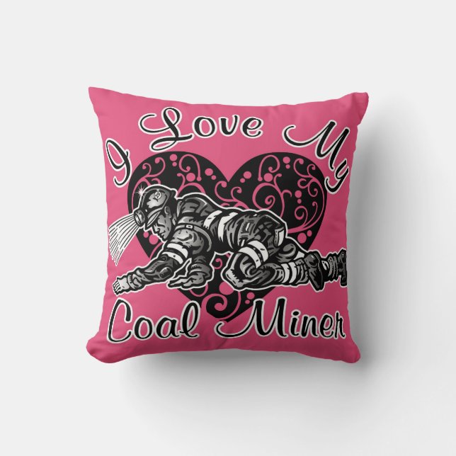 Coussin j'aime mon mineur de charbon (Recto)