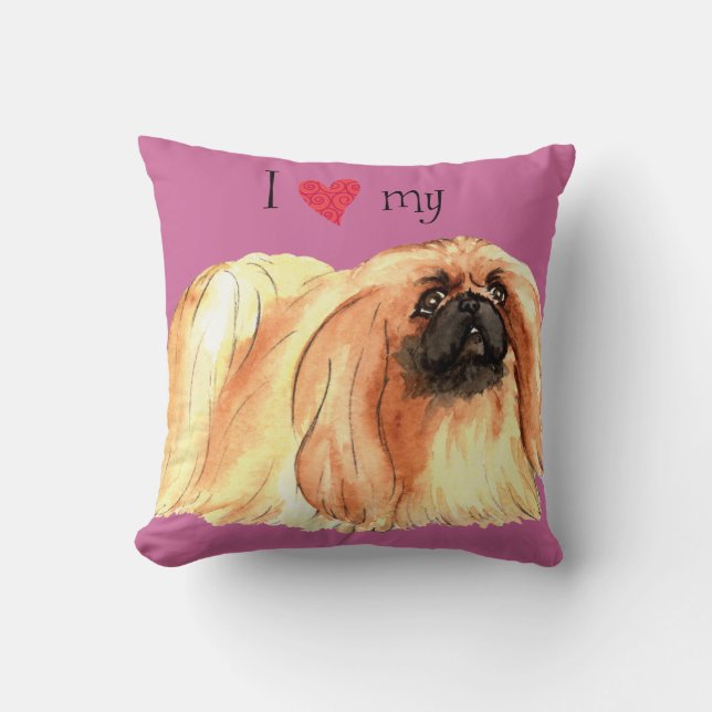 Coussin J'aime mon Pekingese (Recto)