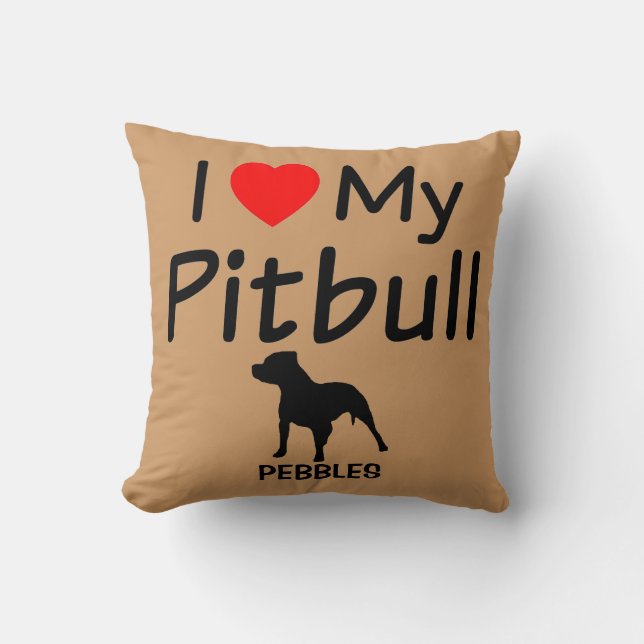 Coussin J'Aime Mon Pitbull Dog (Recto)