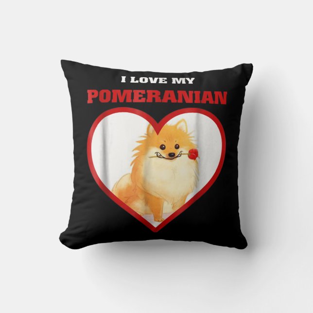 Coussin J'aime mon Poméranien (Recto)