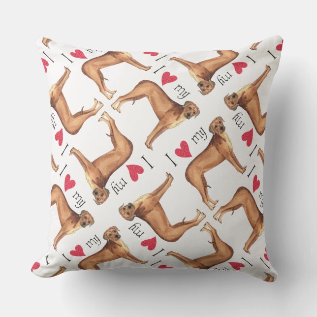Coussin J'aime mon Rhodesian Ridgeback (Recto)