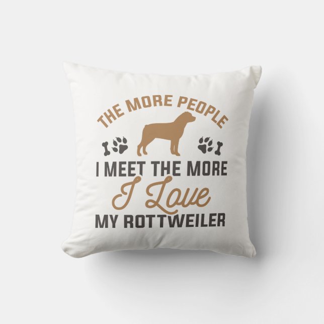 Coussin J'aime mon rottweiler (Recto)