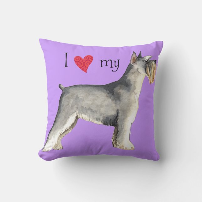 Coussin J'aime mon Schnauzer miniature (Recto)