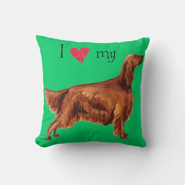 Coussin J'aime mon Setter irlandais (Recto)
