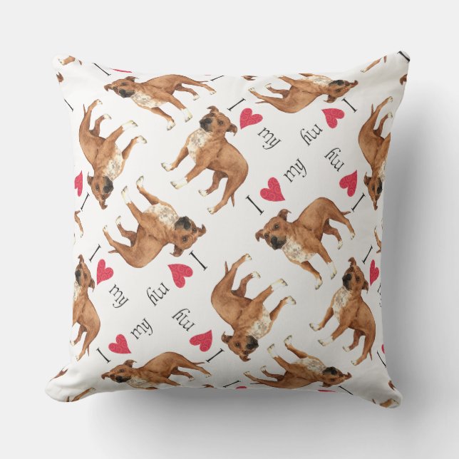 Coussin J'aime mon Stafford (Recto)