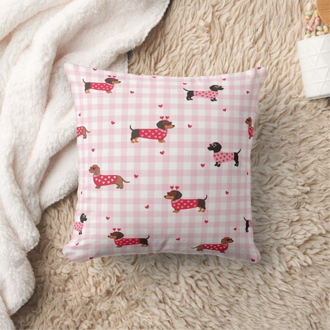 Coussin J'aime mon teckel motif coeur (Couverture)