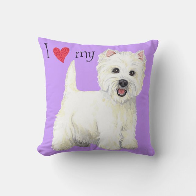 Coussin J'aime mon Westie (Recto)