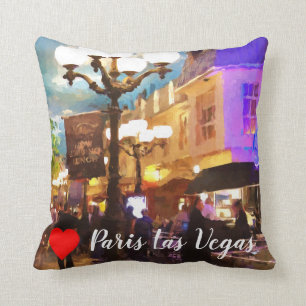 Coussin J'aime Paris mais, à Las Vegas, je n'aime que l'o