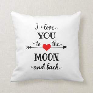 Coussin J'aime personnalisée à la lune et au retour