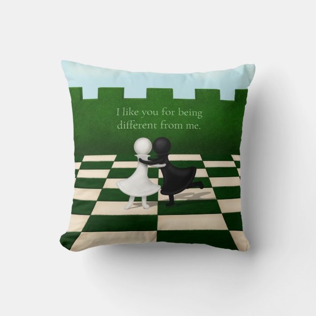 Coussin "J'aime que tu sois différent de moi" Amis (Recto)