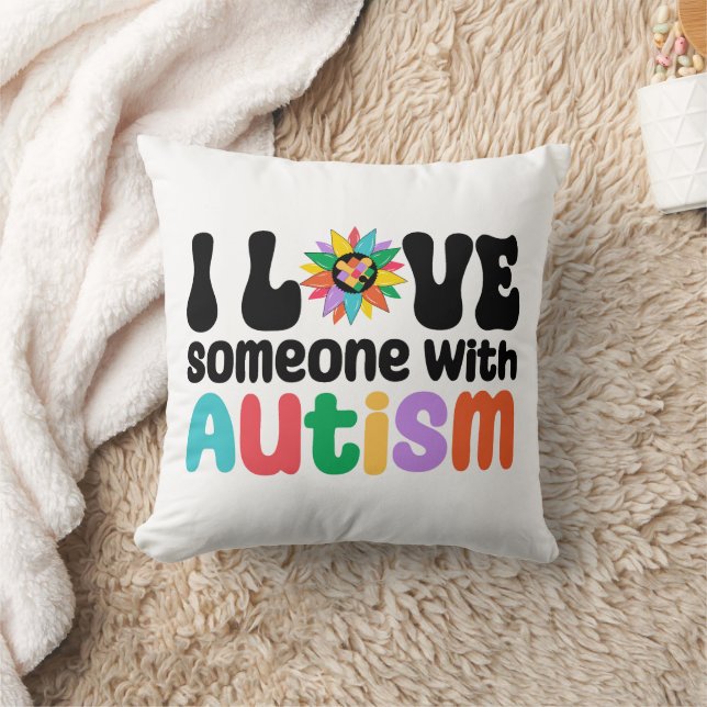Coussin J'Aime Quelqu'Un Avec L'Autisme (Couverture)