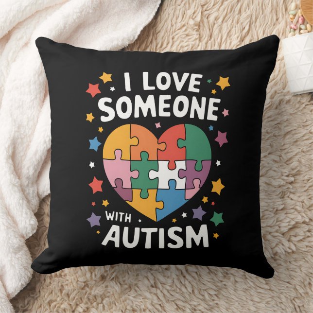 Coussin J'aime quelqu'un avec l'autisme Sensibilisation au (Couverture)