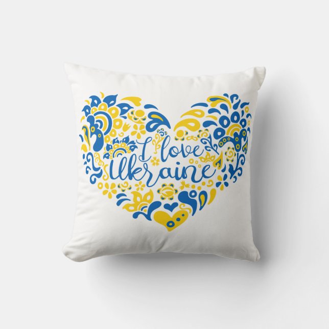 Coussin J'aime Ukraine inspiration citation coeur (Recto)