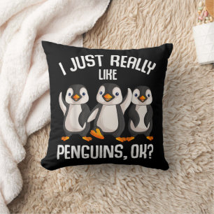 Coussin J'aime vraiment beaucoup les manchots filles garço
