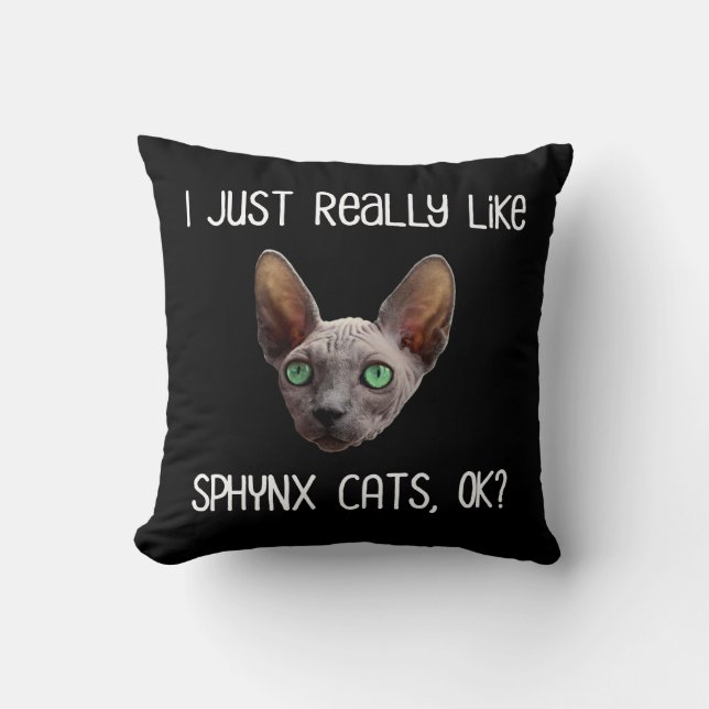 Coussin J'Aime Vraiment Les Chats Sphynx, D'Accord ? (Recto)