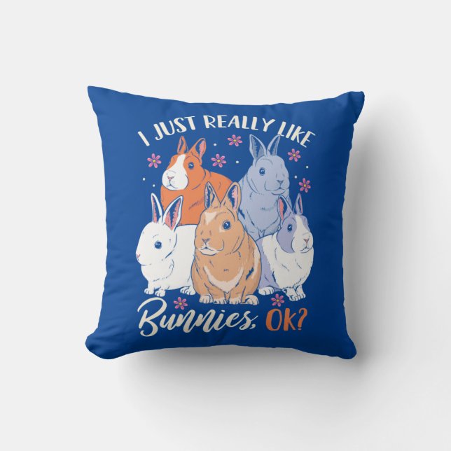 Coussin J'Aime Vraiment Les Lapins (Recto)