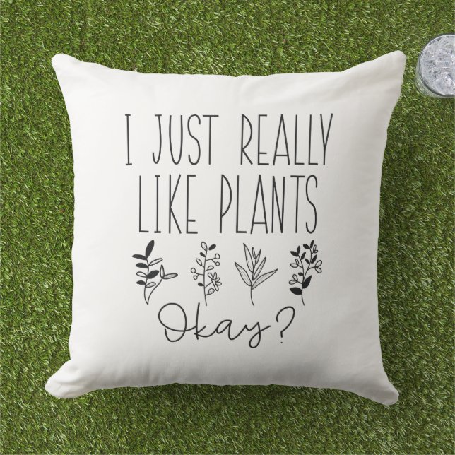 Coussin J'Aime Vraiment Les Plantes D'Accord (Herbe)