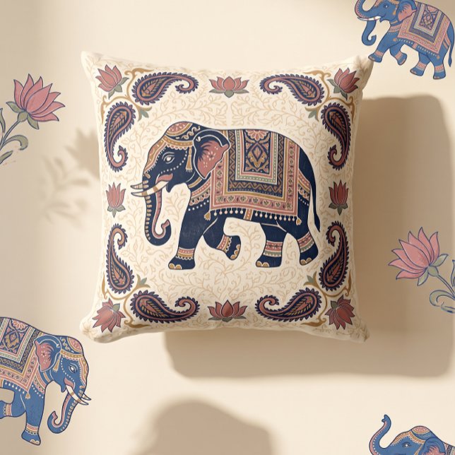 Coussin Jaipuri Motif Élément Imprimé Diwali (Créateur téléchargé)